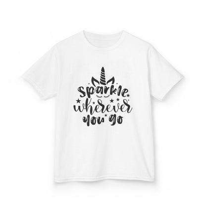 Sparkle Wherever You Go Kids Heavy Cotton Tee - Playful Unicorn Design
