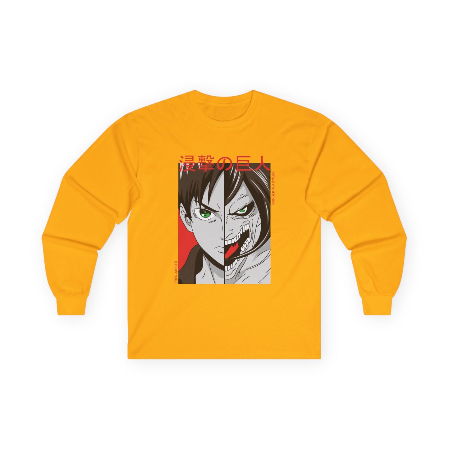 Anime Split-Face Long Sleeve Tee — Eren Jaeger Inspired Design
