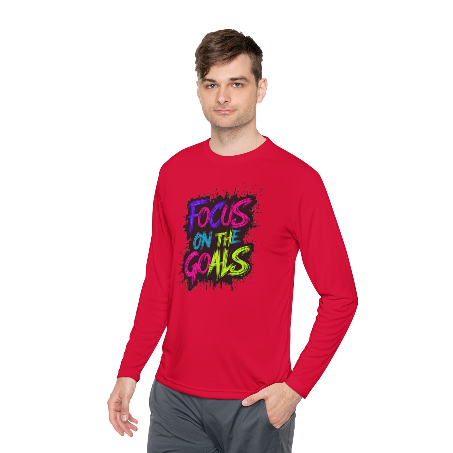 Unisex Long Sleeve Tee - "Focus on the Goals" Motivational Shirt, Fitness Apparel, Activewear, Gift for Athletes, Casual Wear