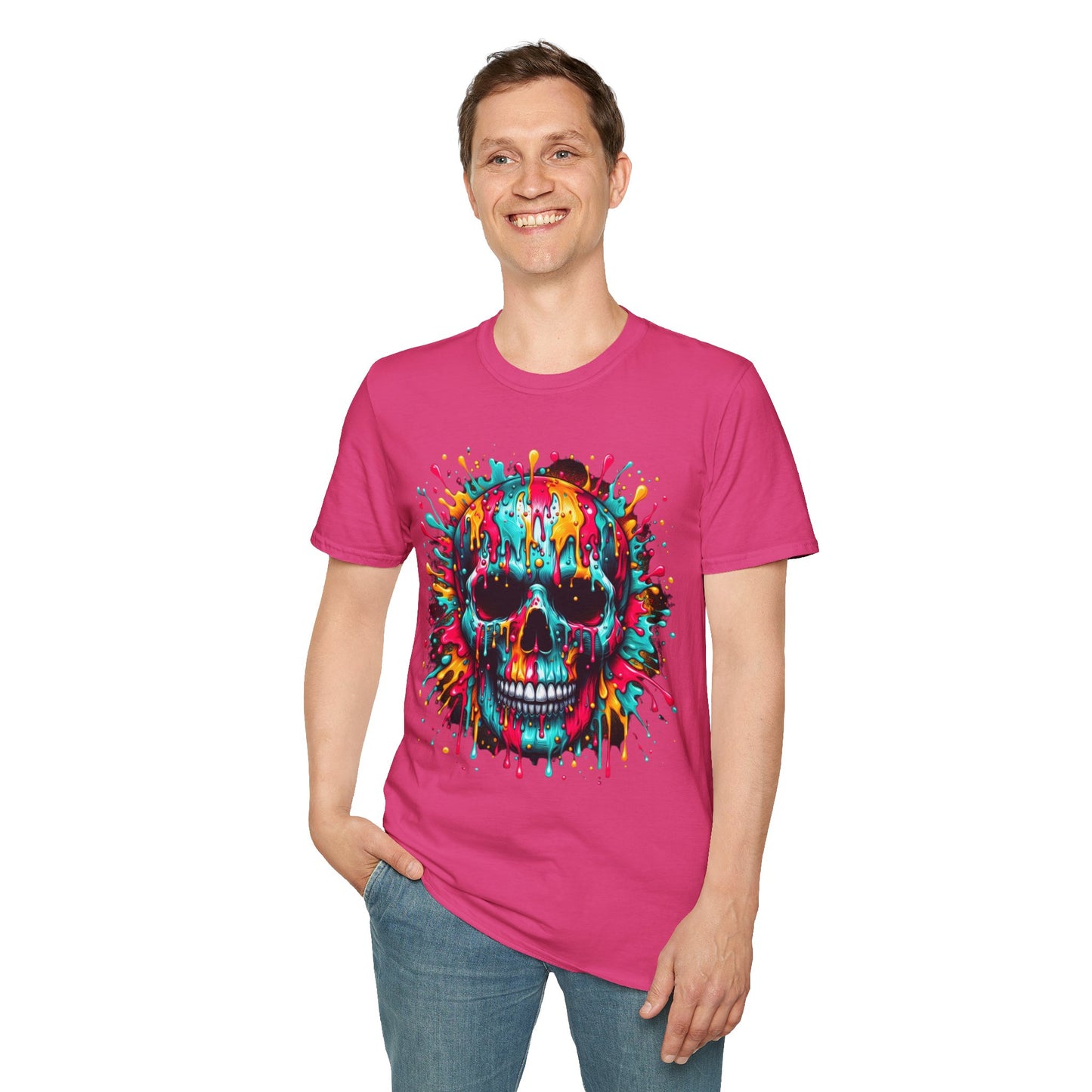 Colorful Drip Skull Unisex T-Shirt - Vibrant Graphic Tee for Art & Music Lovers