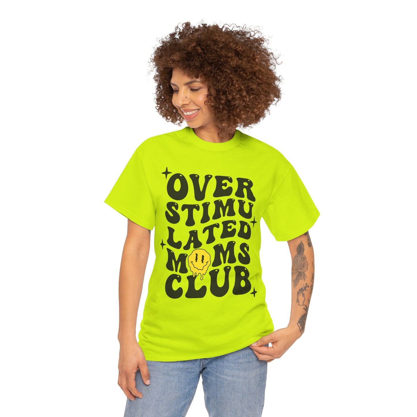 Overstimulated Moms Club Unisex Heavy Cotton Tee - Vibrant Orange T-Shirt for Busy Moms