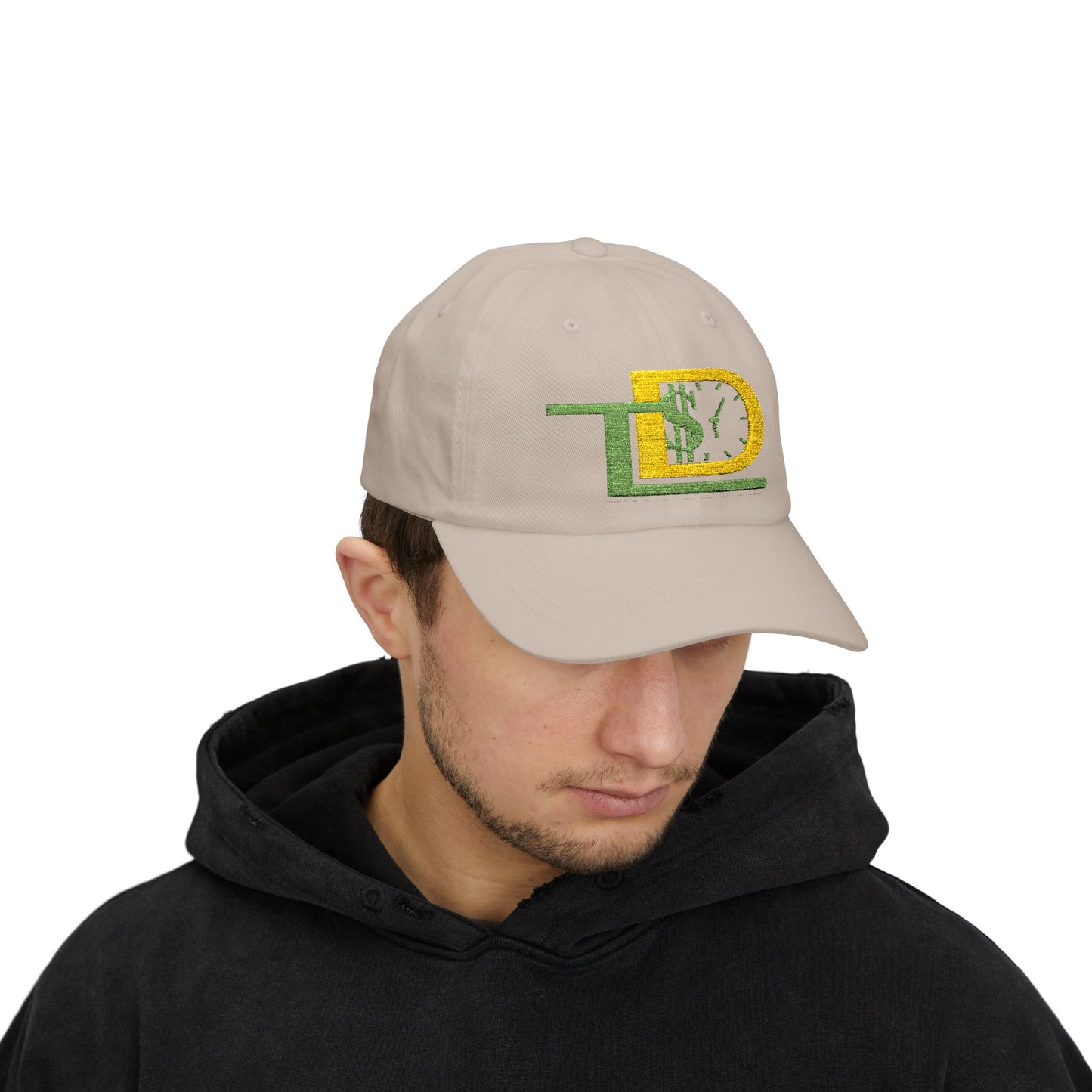 Classic Dad Cap with Green and Yellow Design, Casual Hat for Fathers, Gift for Dads, Summer Accessory, Adjustable Baseball Cap