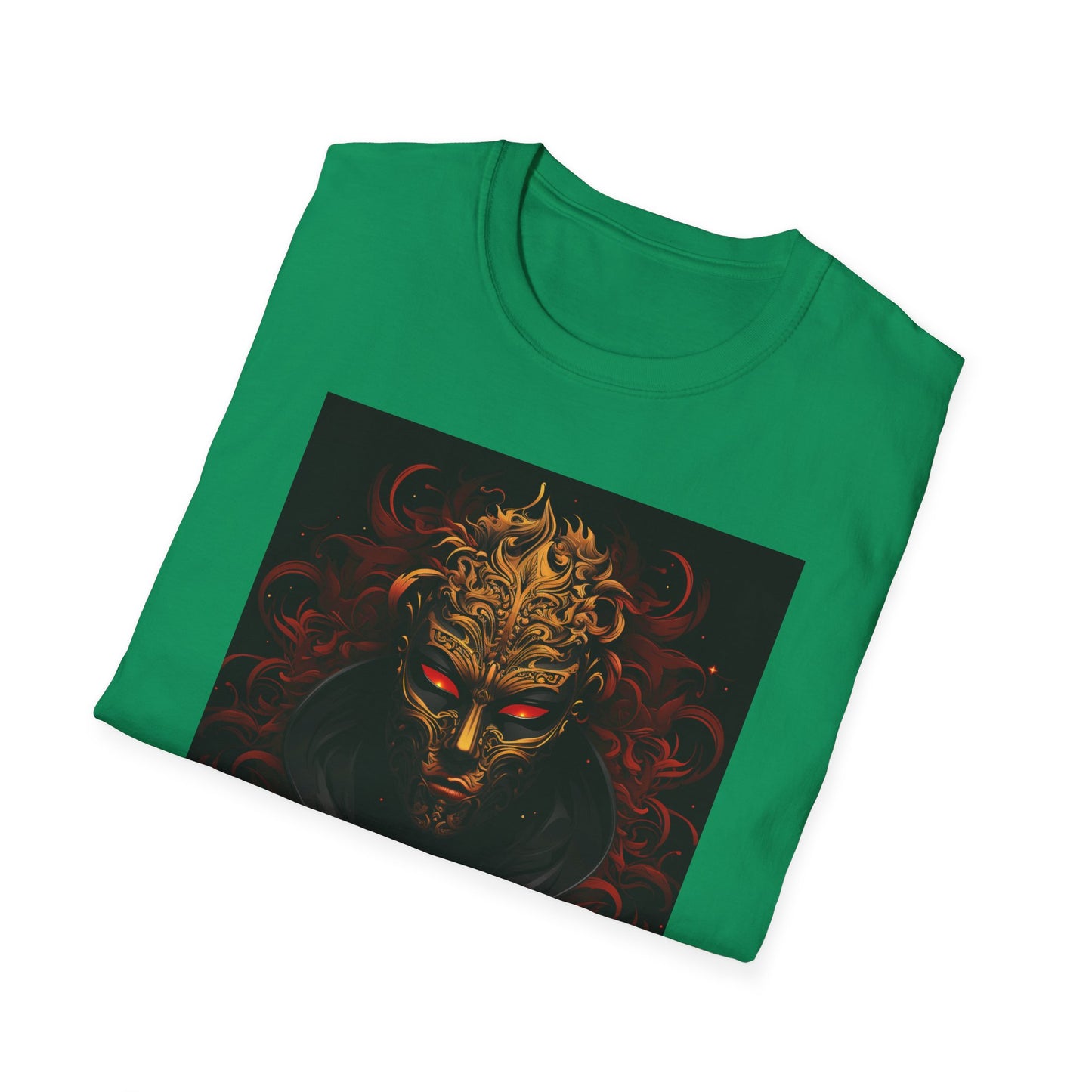 Bold Graphic Unisex Softstyle T-Shirt with Mask Design