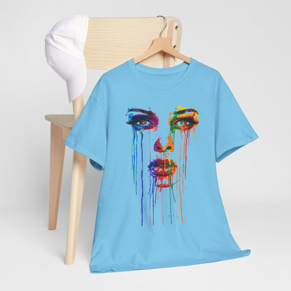 Artistic Rainbow Drip Unisex Heavy Cotton Tee | Vibrant Fashion for Self-Expression