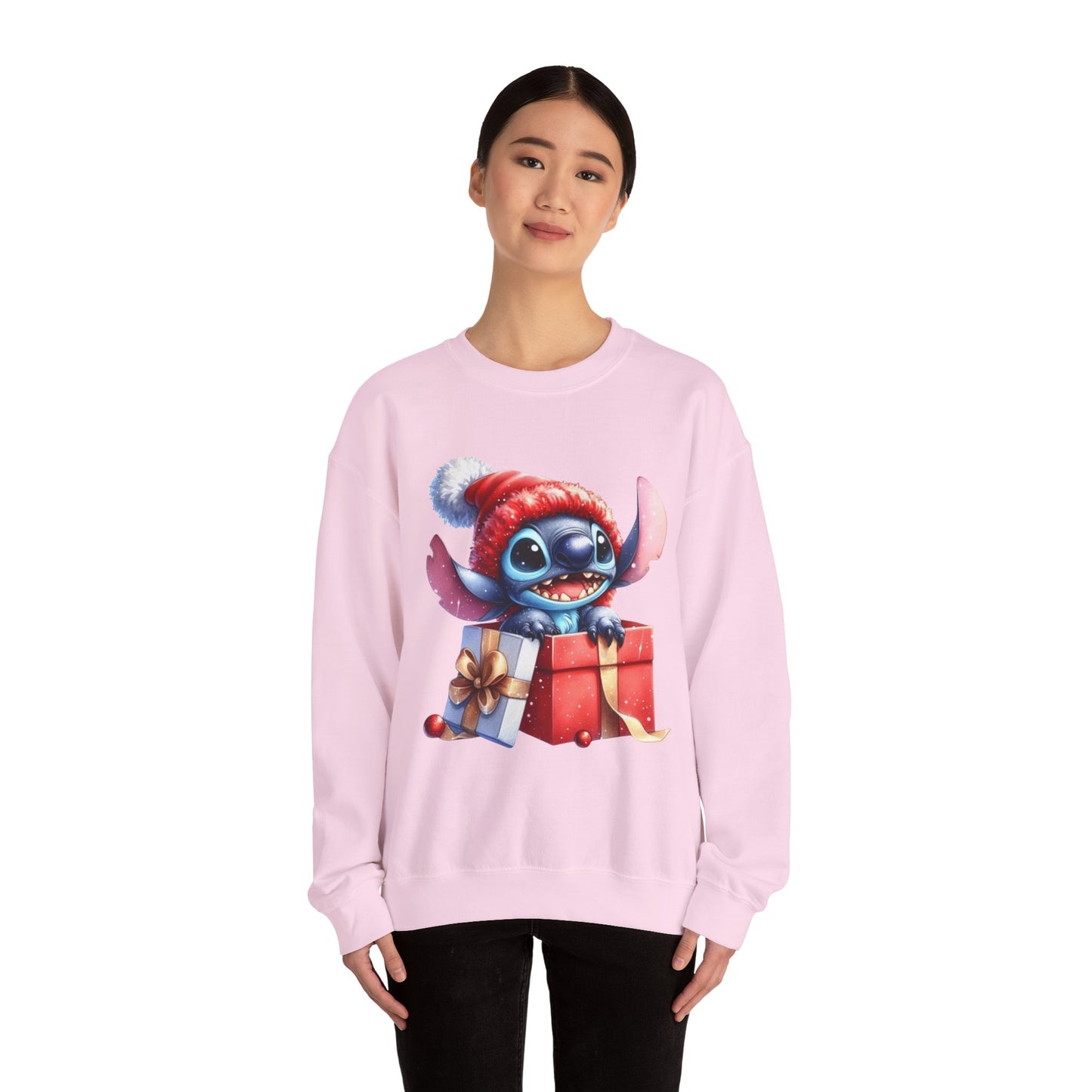 Christmas Stitch Sweatshirt – Cute Stitch in Santa Hat with Holiday Gifts