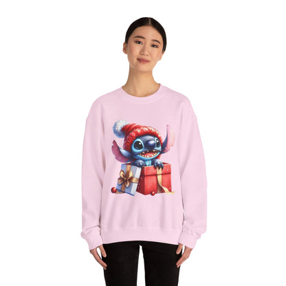 Christmas Stitch Sweatshirt – Cute Stitch in Santa Hat with Holiday Gifts