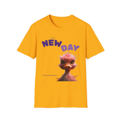 Funny New Day Unisex Softstyle T-Shirt – Perfect for Casual Vibes & Everyday Wear