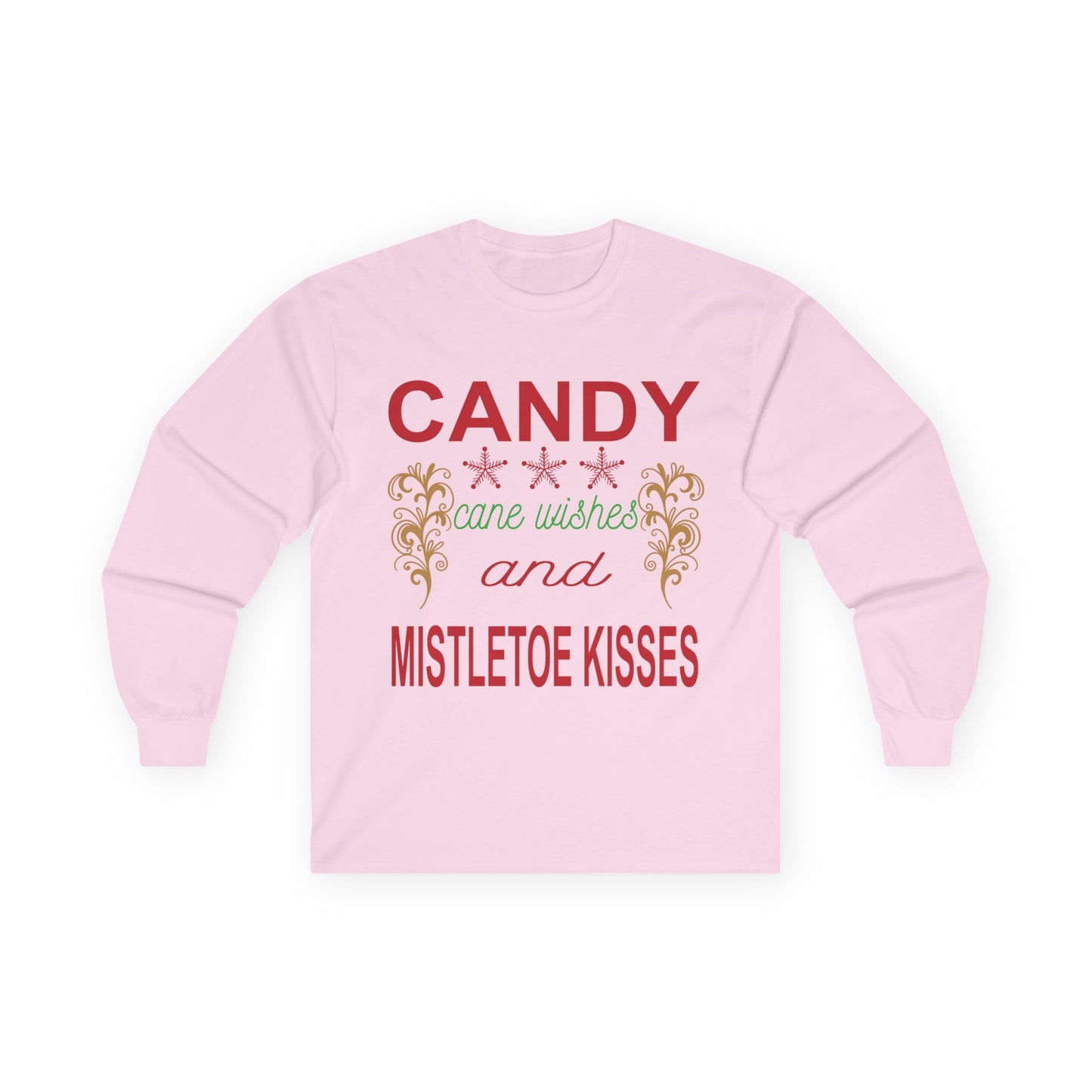 Candy Wishes & Mistletoe Kisses Long Sleeve Tee, Festive Apparel, Holiday Gift, Christmas Shirt, Unisex Tee, Winter Wear
