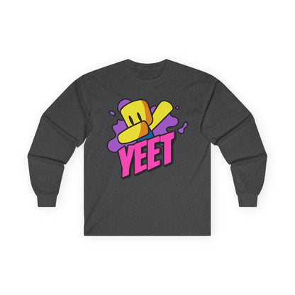 Yeet Graphic Long Sleeve Tee — Bold Cartoon Hat Streetwear