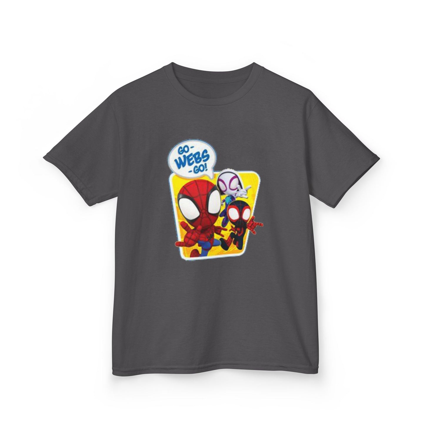 Spiderman Kids Heavy Cotton Tee - Playful Superhero Shirt for Young Fans