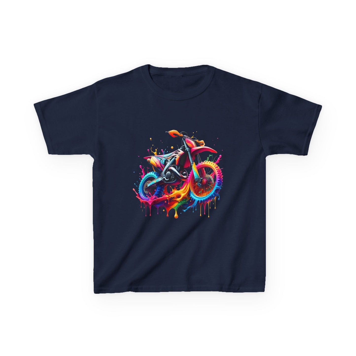 Kids' Motorcycle Graphic Tee - Vibrant Splash Design