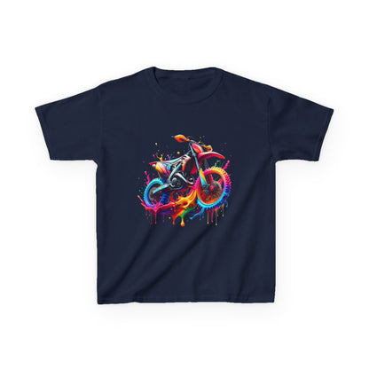 Kids' Motorcycle Graphic Tee - Vibrant Splash Design