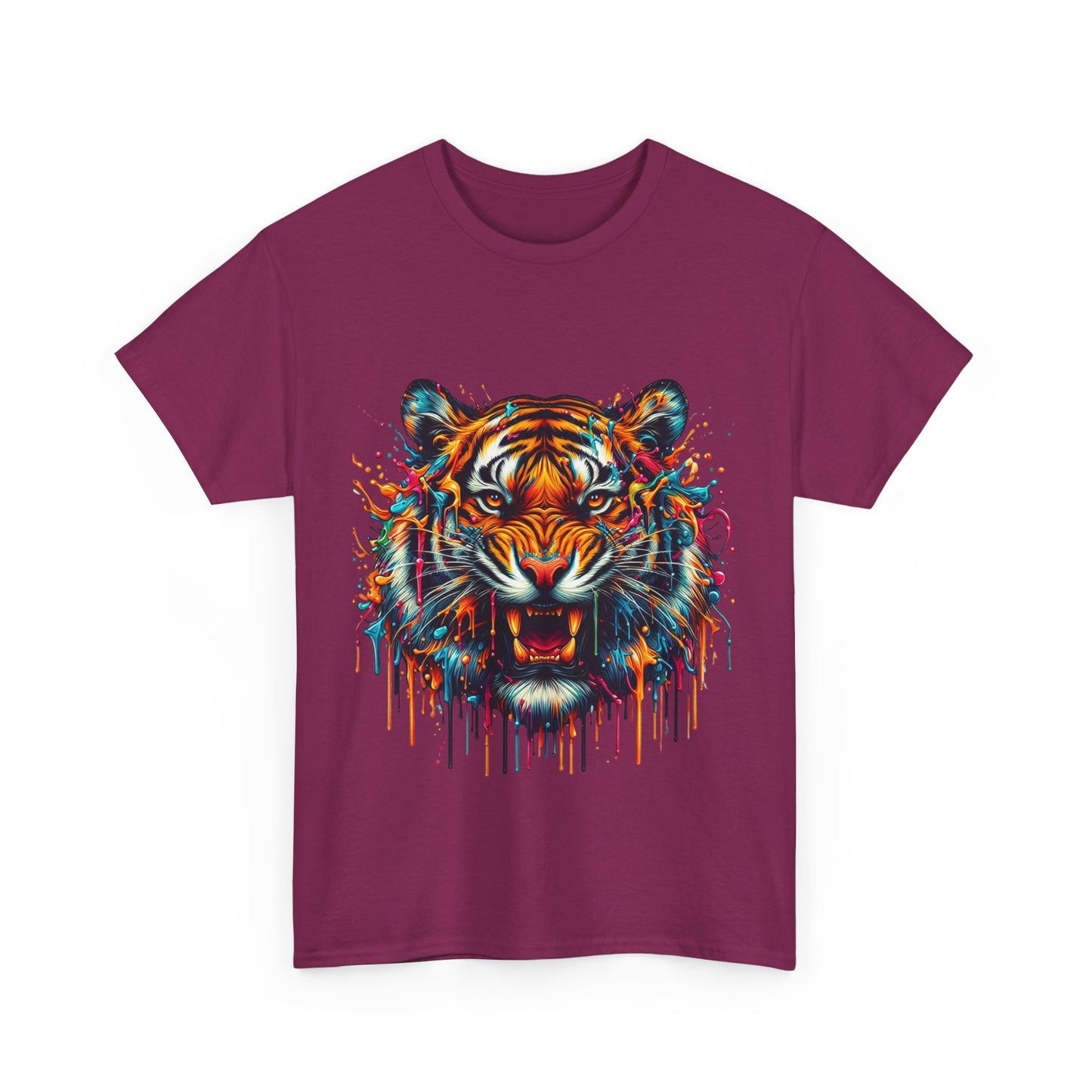 Fierce Tiger Unisex Heavy Cotton Tee - Vibrant Animal Graphic Shirt