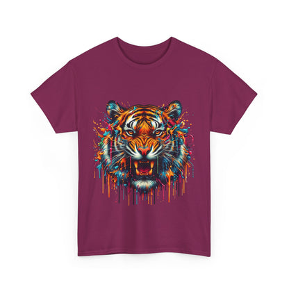 Fierce Tiger Unisex Heavy Cotton Tee - Vibrant Animal Graphic Shirt
