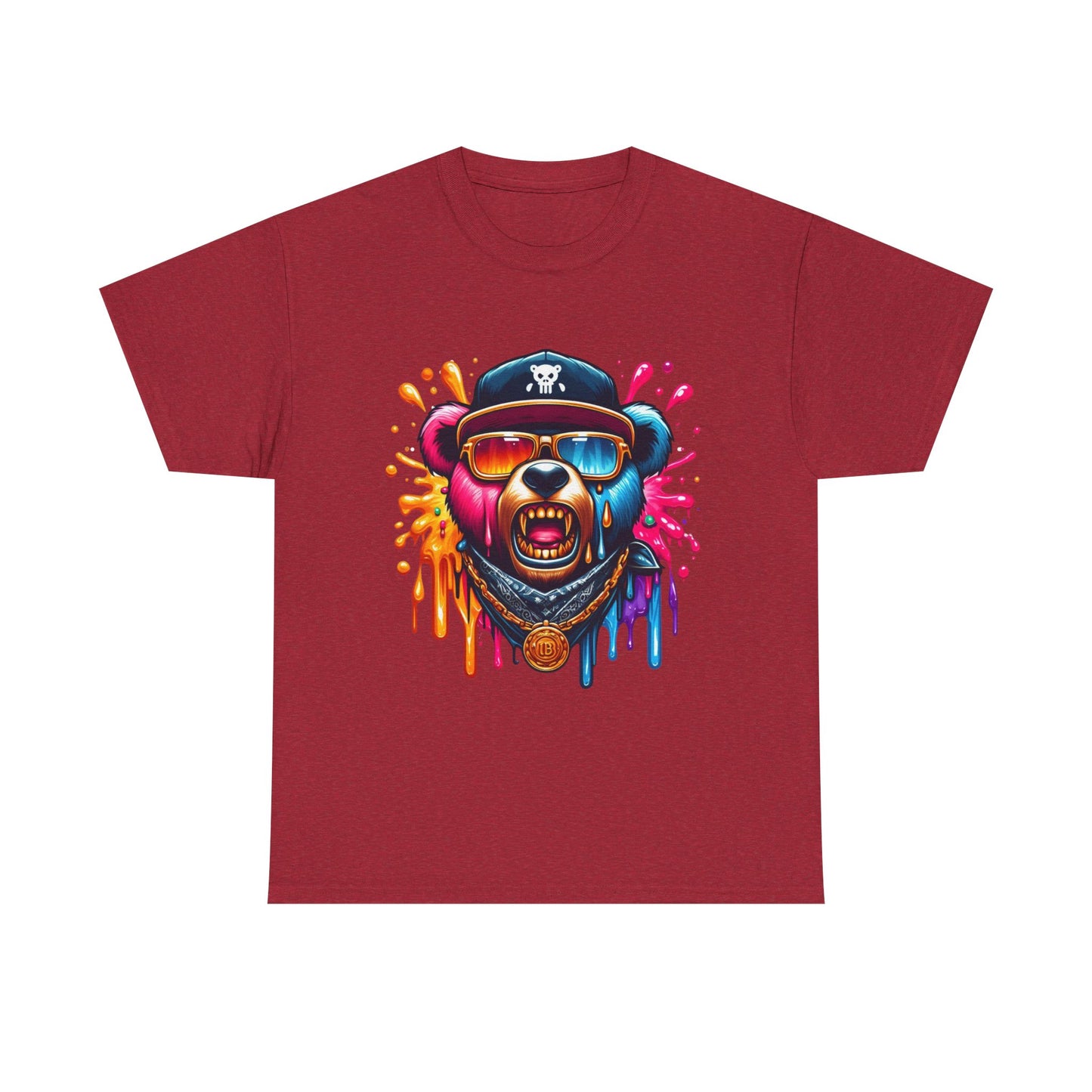 Vibrant Bear Graphic Unisex Heavy Cotton Tee - Casual Streetwear for Everyday Style