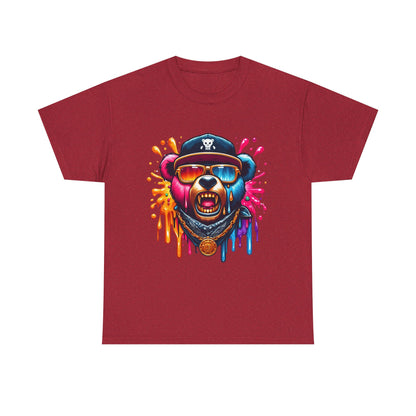 Vibrant Bear Graphic Unisex Heavy Cotton Tee - Casual Streetwear for Everyday Style
