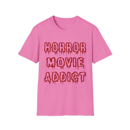 Unisex Horror Movie Addict T-Shirt – Perfect for Halloween, Movie Nights, Gifts for Cinephiles, Casual Wear, Comfortable Style