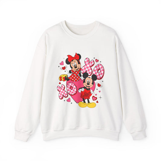 Minnie & Mickey Valentine's Crewneck Sweatshirt - Pink Polka XOXO Graphic