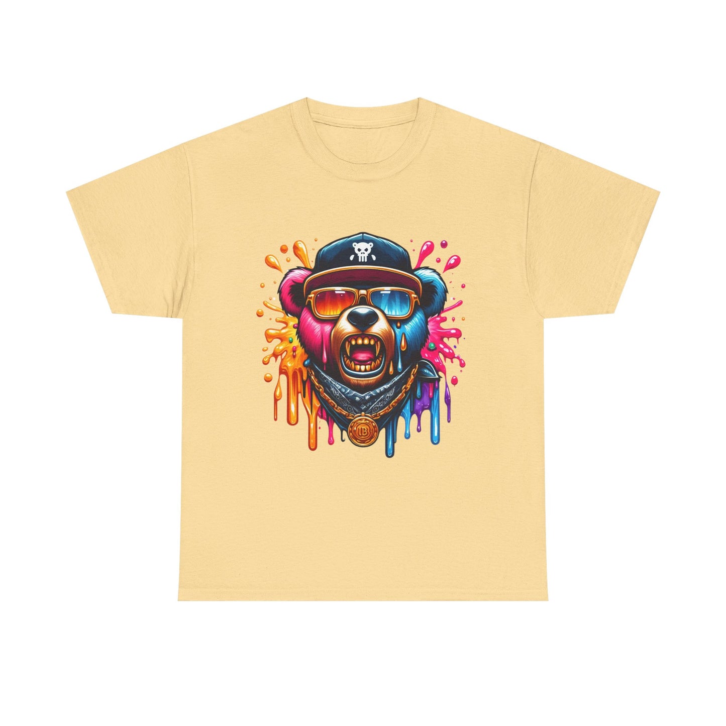Vibrant Bear Graphic Unisex Heavy Cotton Tee - Casual Streetwear for Everyday Style