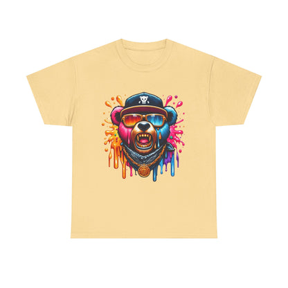 Vibrant Bear Graphic Unisex Heavy Cotton Tee - Casual Streetwear for Everyday Style