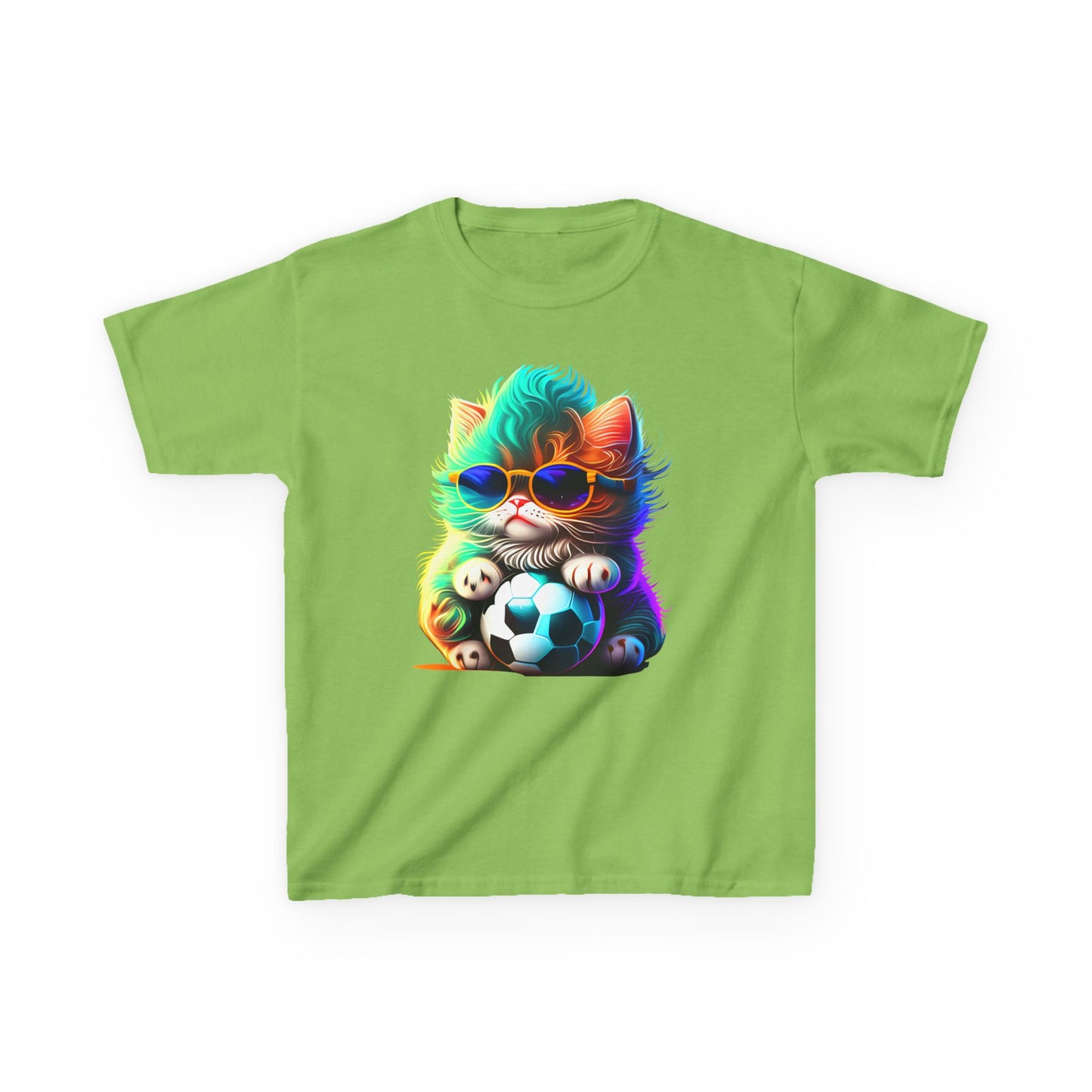 Cool Cat Soccer Kids Tee - Fun Heavy Cotton T-Shirt for Young Sports Fans