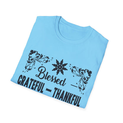 Grateful & Blessed T-Shirt, Spiritual Apparel, Thanksgiving Gift, Casual Wear, Unisex Gift Idea, Positive Affirmation Tee