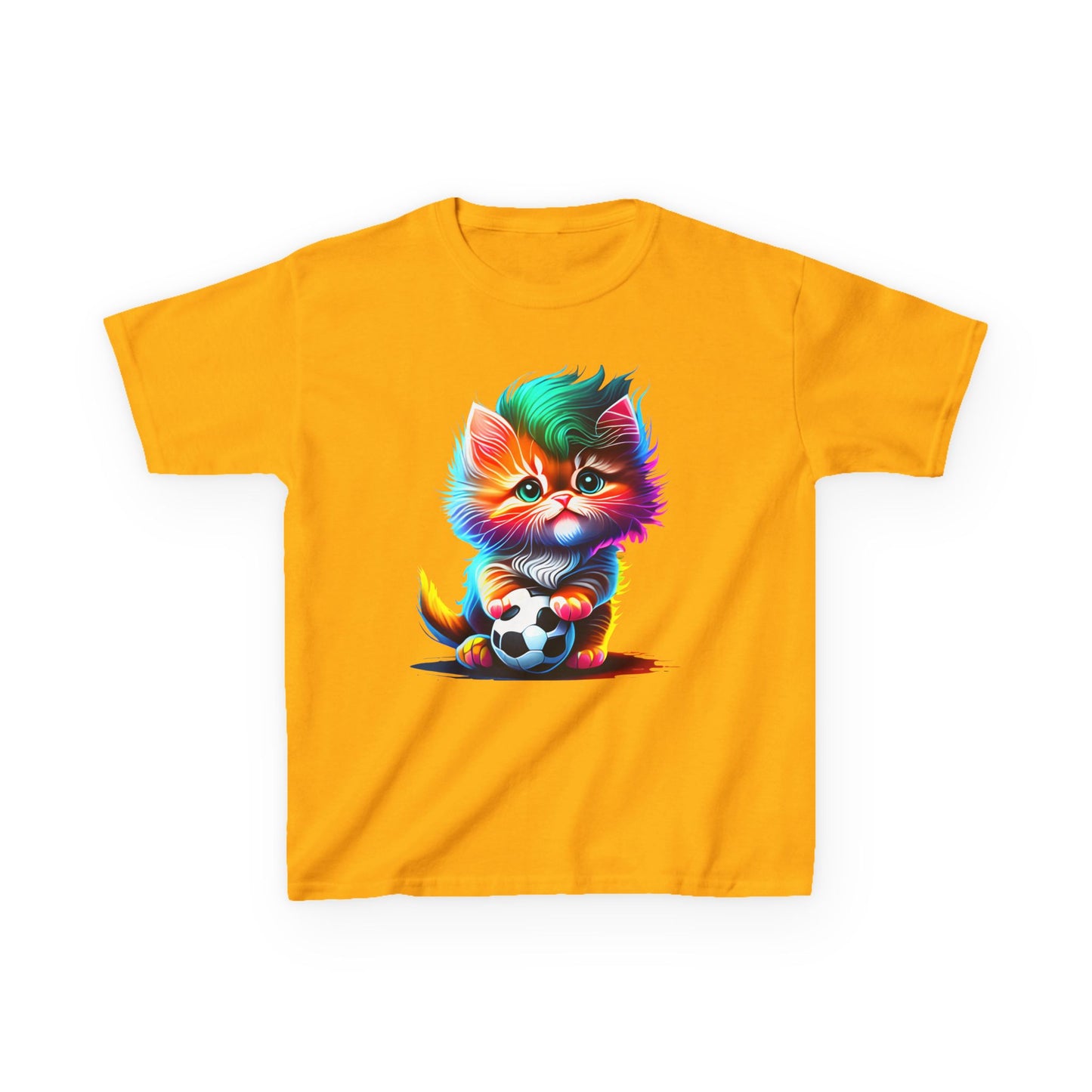 Colorful Cat Soccer Kids Heavy Cotton™ Tee