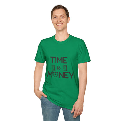Inspirational Unisex Softstyle T-Shirt - "Time is Money" Statement Tee for Financial Motivators