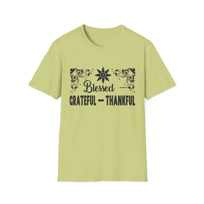 Grateful & Blessed T-Shirt, Spiritual Apparel, Thanksgiving Gift, Casual Wear, Unisex Gift Idea, Positive Affirmation Tee