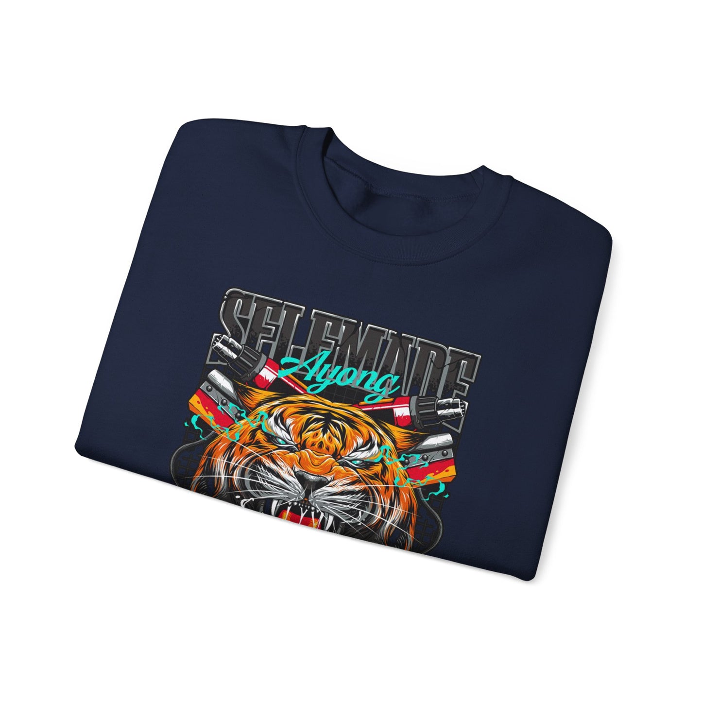 Crewneck Sweatshirt — Bold Roaring Tiger Graphic with 'Ayoung' Ribbon