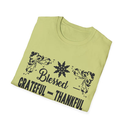 Grateful & Blessed T-Shirt, Spiritual Apparel, Thanksgiving Gift, Casual Wear, Unisex Gift Idea, Positive Affirmation Tee