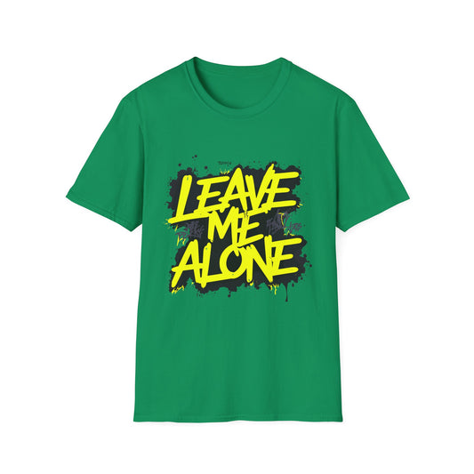 Unisex Softstyle T-Shirt with 'Leave Me Alone' Design - Funny Gift, Casual Wear, Relaxation, Self-Care, Gifts for Introverts