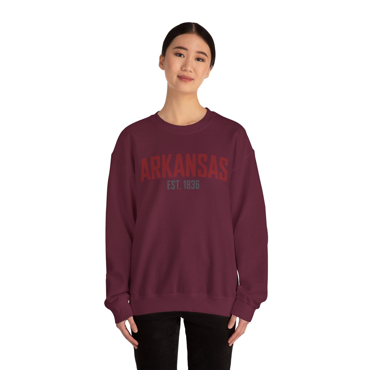 Arkansas Crewneck Sweatshirt – "Arkansas Est. 1836" Classic State Pullover