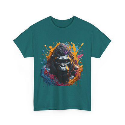 Colorful Gorilla Art Unisex Heavy Cotton Tee - Bold Graphic Tee for Animal Lovers