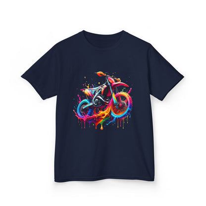 Kids' Motorcycle Graphic Tee - Vibrant Splash Design