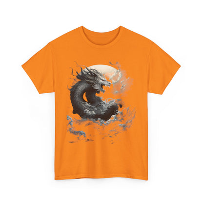 Dragon Moon Unisex Heavy Cotton Tee - Mystical Night Sky Apparel