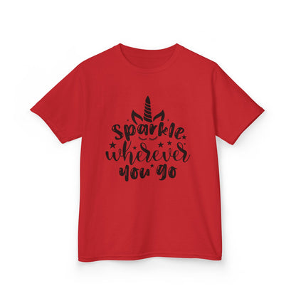 Sparkle Wherever You Go Kids Heavy Cotton Tee - Playful Unicorn Design