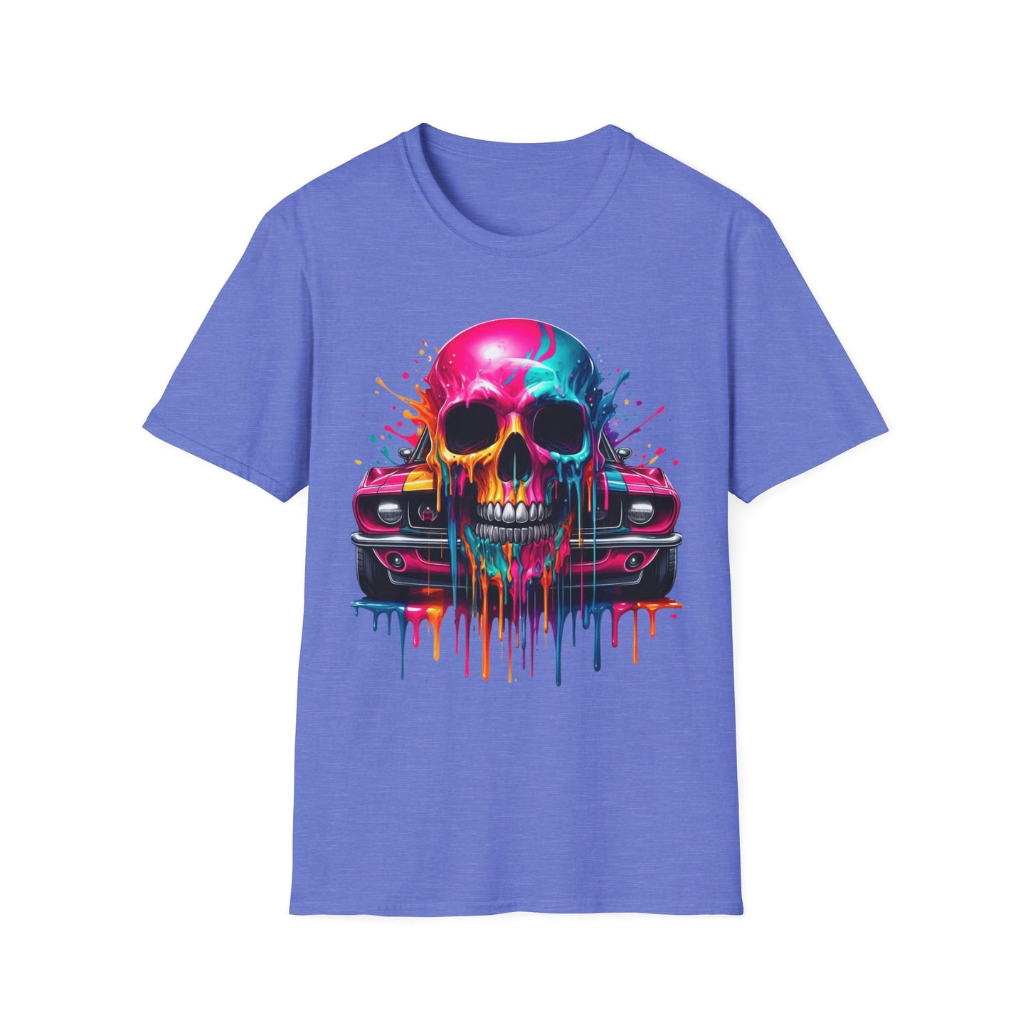 Vibrant Skull & Car Unisex Softstyle T-Shirt