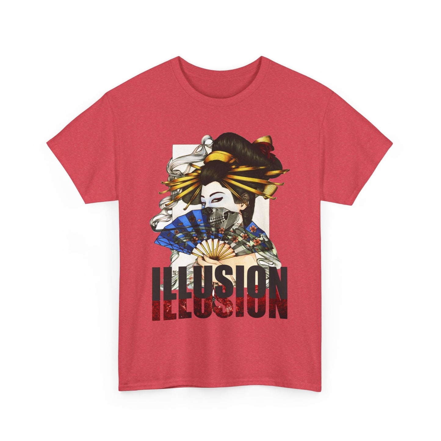 Unisex Heavy Cotton Tee - Illusion Design - Artistic Fan Graphic Tee for Casual Wear