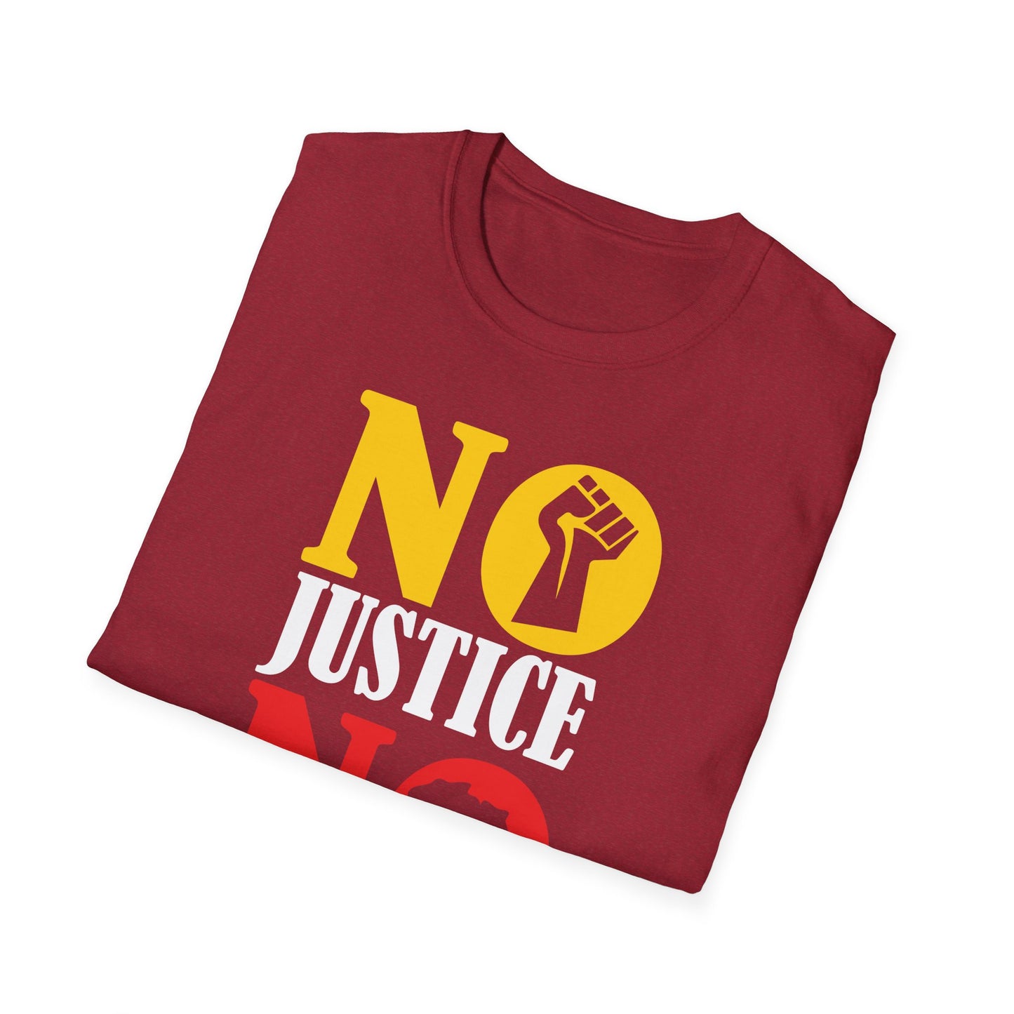 Justice No Peace T-Shirt | Unisex Softstyle Tee | Activism Apparel | Social Justice Gift | Orange Protest Shirt | Statement Tee