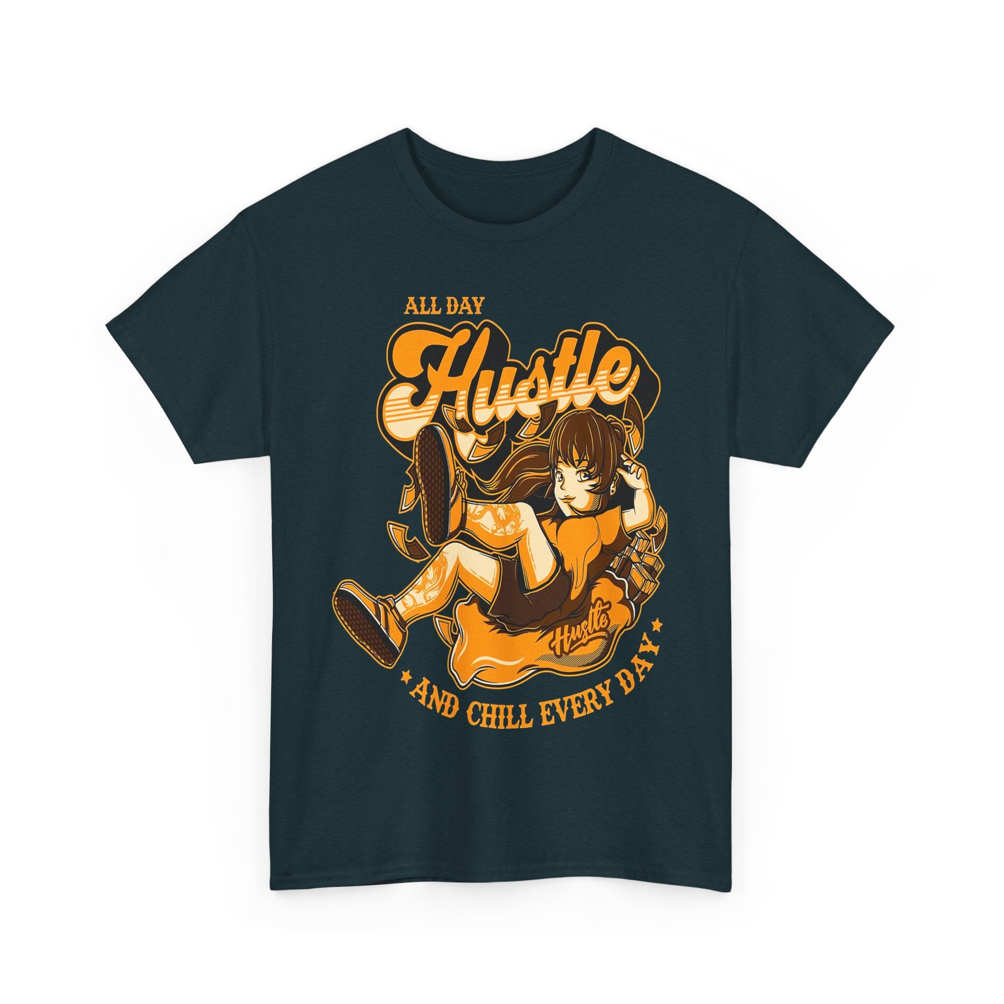All Day Hustle Unisex Heavy Cotton Tee - Chill Vibes Graphic Tee