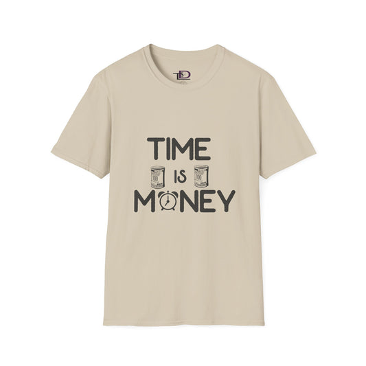 Inspirational Unisex Softstyle T-Shirt - "Time is Money" Statement Tee for Financial Motivators