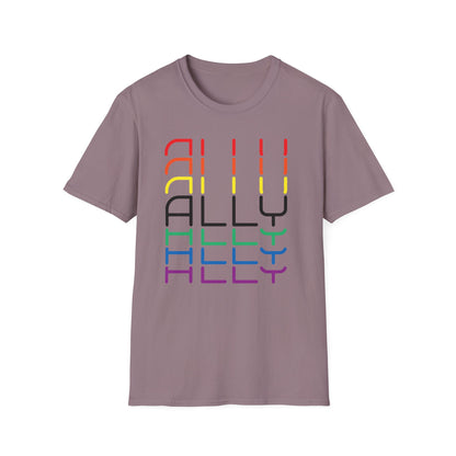Pride Ally Unisex T-Shirt | Softstyle Tee for LGBTQ+ Support | Perfect for Pride Month, Festivals, or Everyday Wear