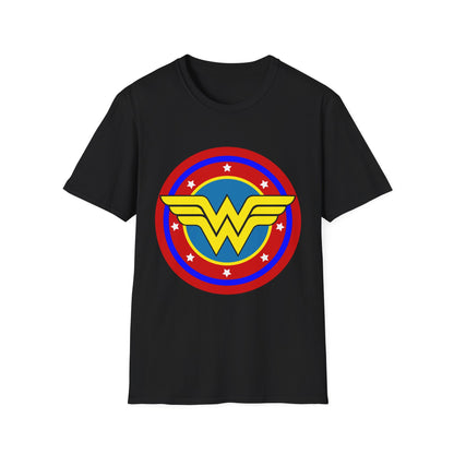 Wonder Woman Inspired Unisex Softstyle T-Shirt, Superhero Tee, Gift for Amazon Fans, Comic Con Outfit, Everyday Wear, Birthday Present