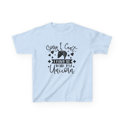 Funny Kids Unicorn Tee - "Sorry I Can't, I Have to Walk My Unicorn"