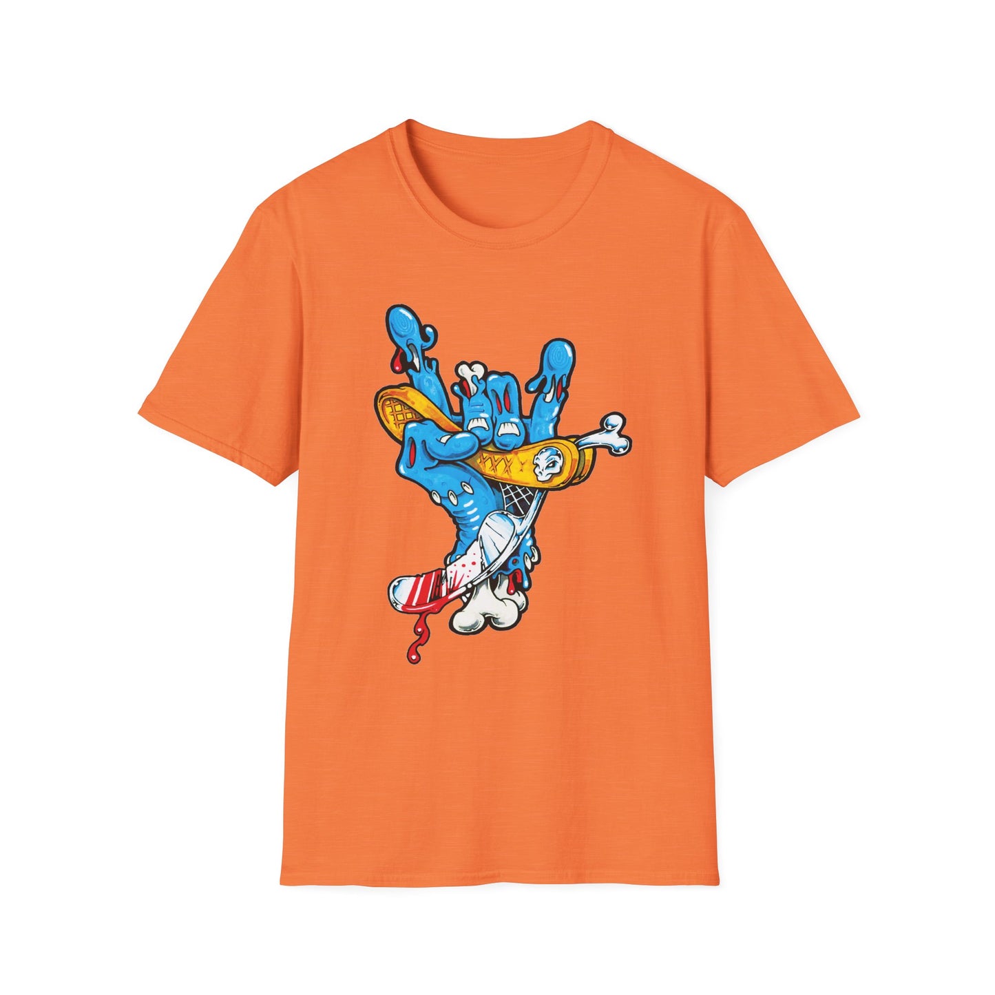 Street Art Unisex Softstyle T-Shirt with Colorful Skateboard Design