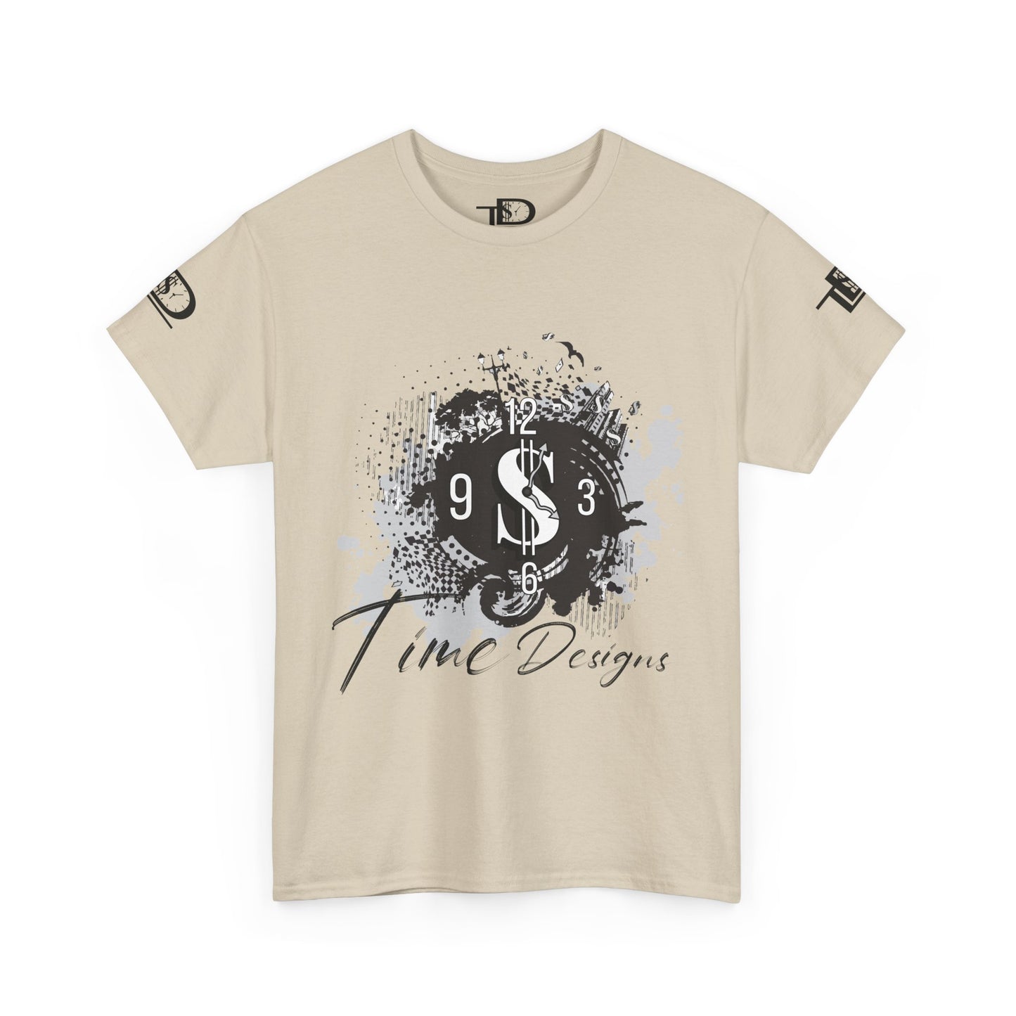 Unisex Heavy Cotton Tee - Time Designs Dollar Clock Graphic T-Shirt