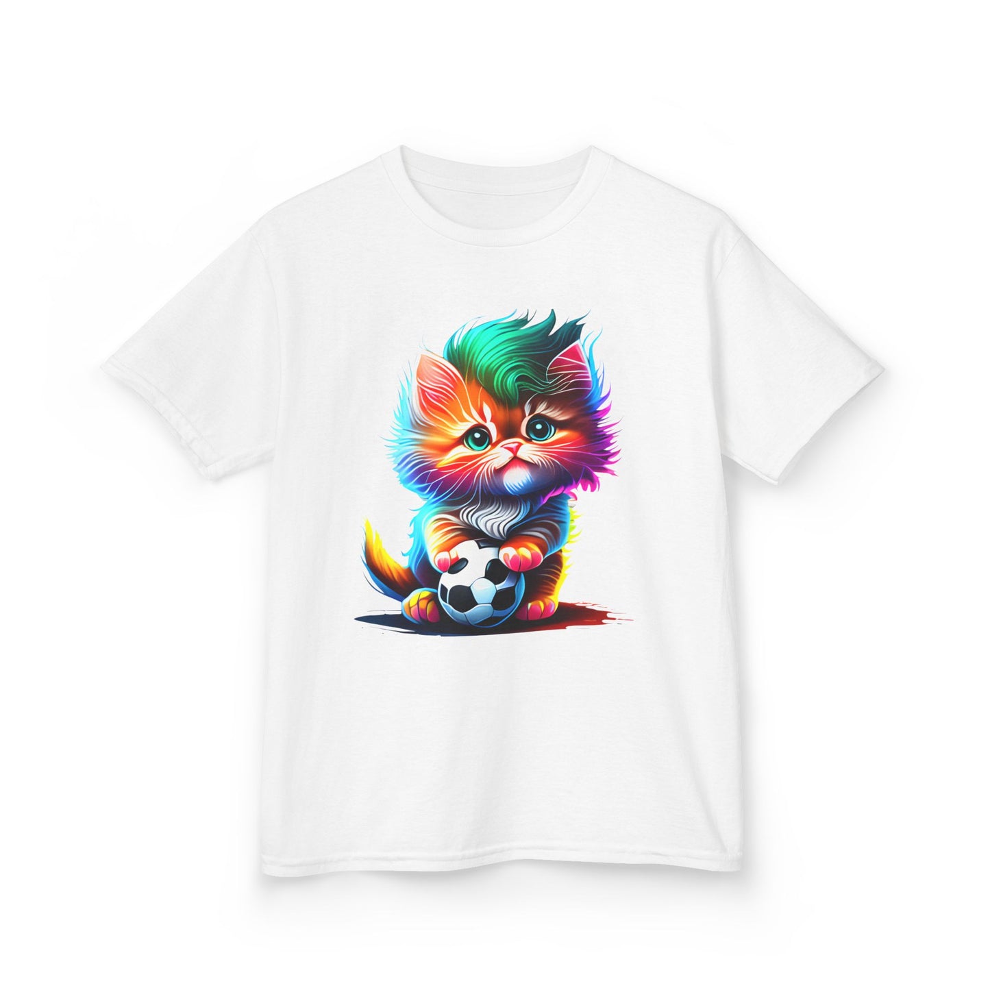 Colorful Cat Soccer Kids Heavy Cotton™ Tee