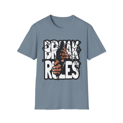 Break Rules Unisex Softstyle T-Shirt - Casual Streetwear Tee for Rebels