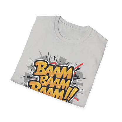 Bam Bam Bam Unisex Softstyle T-Shirt | Fun Graphic Tee for Casual Wear, Gift for Friends, Comic Fans, Birthday, Everyday Style